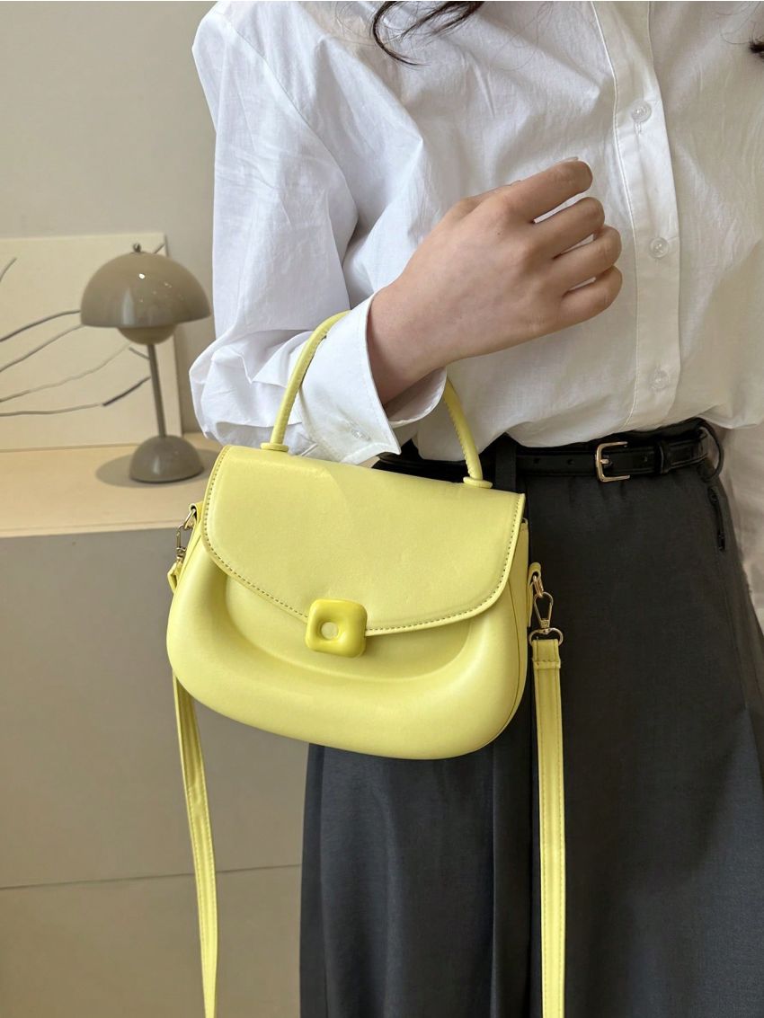Minimalist Flap Square Bag Fashion Yellow