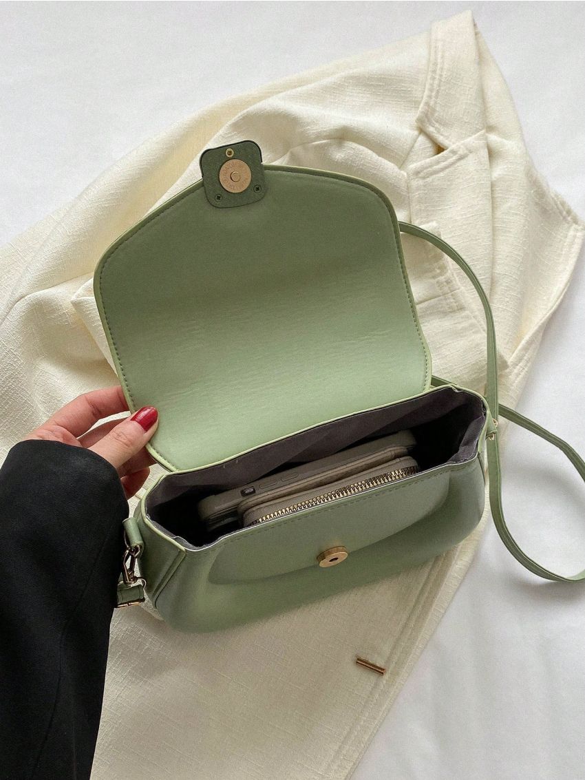 Minimalist Flap Saddle Bag Fashion Green