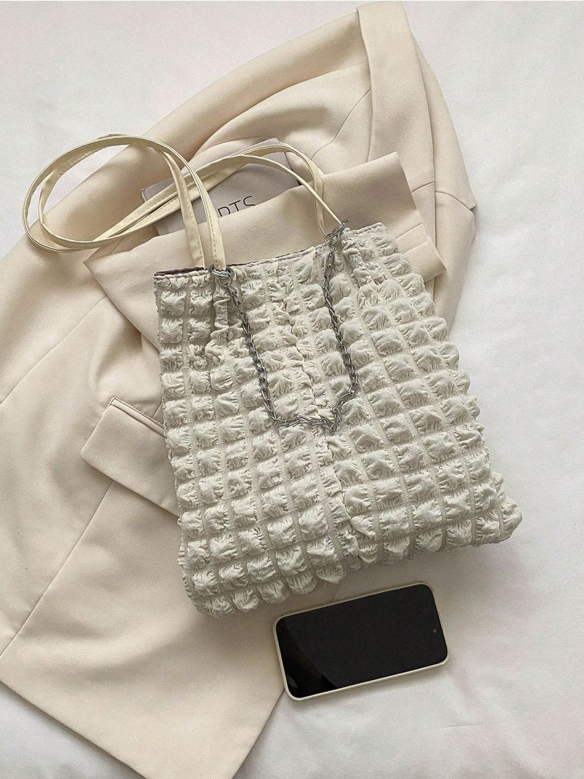 Minimalist Ruched Bag Chain Fashion White