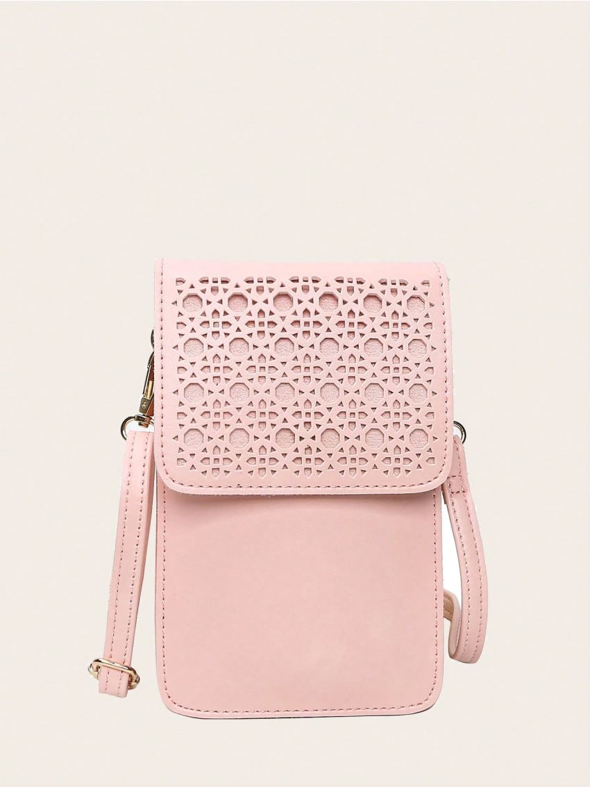 Mini Hollow Out Flap Crossbody Bag Fashion Pink