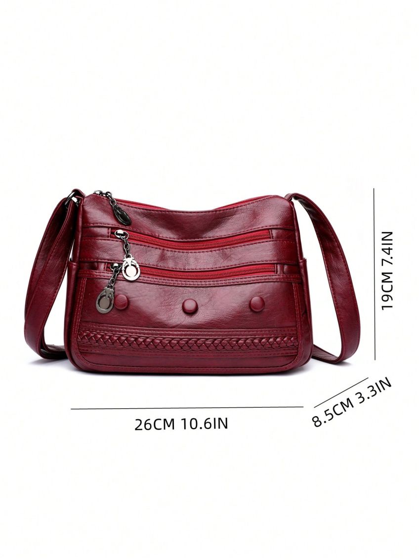 Quilted Button Decor Crossbody Bag