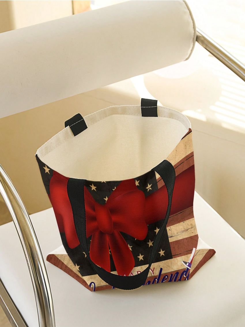 Graphic Print Shopper Bag Double Handle Canvas