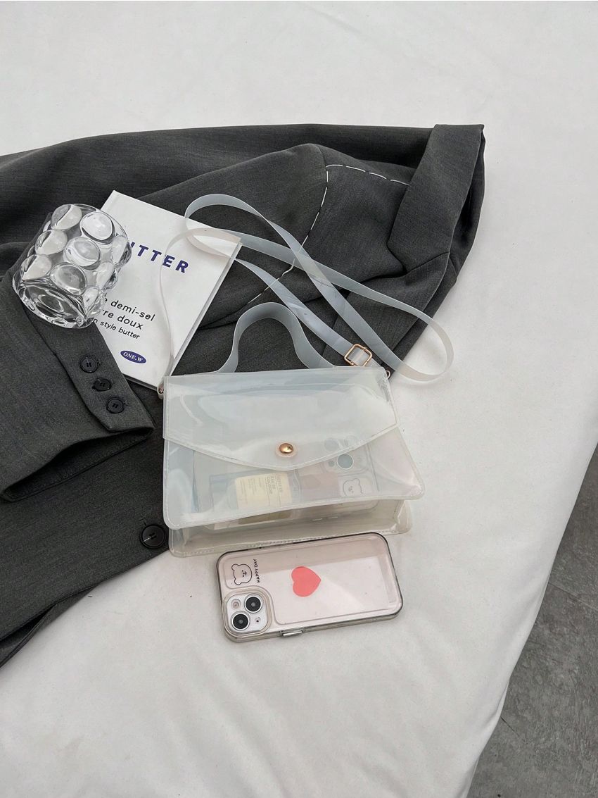 Small Square Bag White Flap Top Handle For Daily