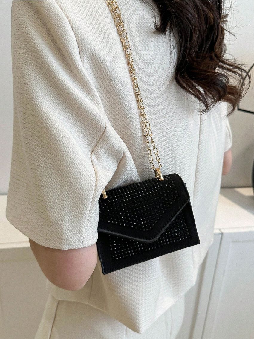 Mini Square Bag Studded Decor Flap Chain Strap