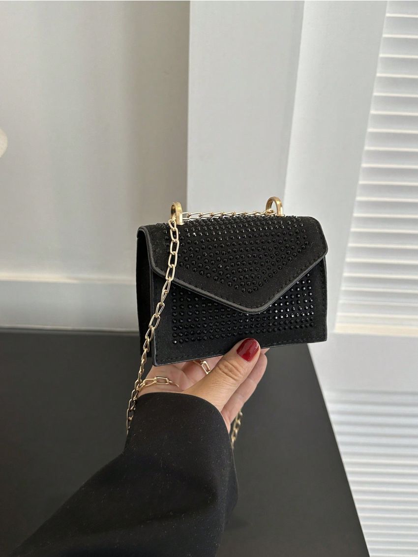 Mini Square Bag Studded Decor Flap Chain Strap