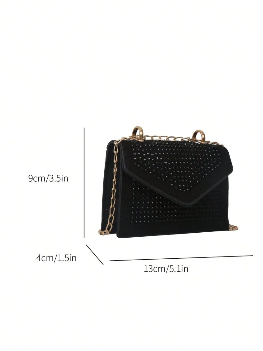 Mini Square Bag Studded Decor Flap Chain Strap