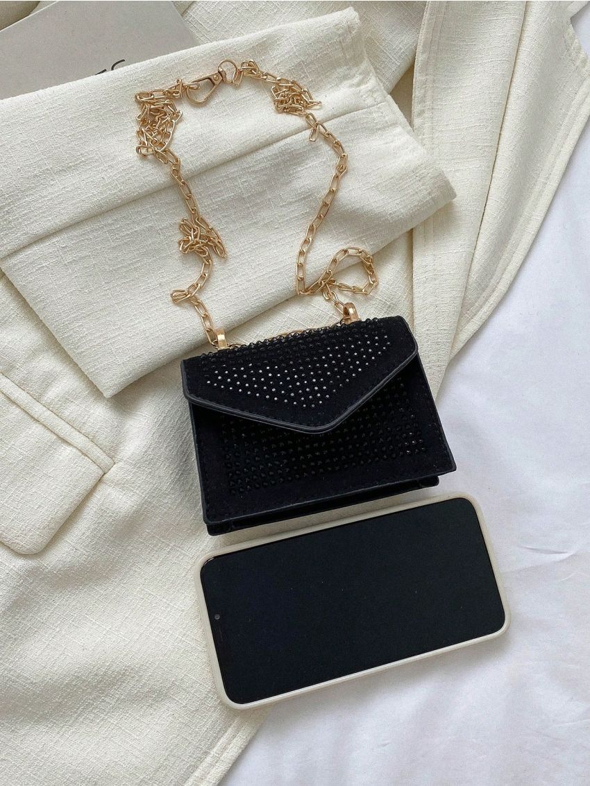 Mini Square Bag Studded Decor Flap Chain Strap