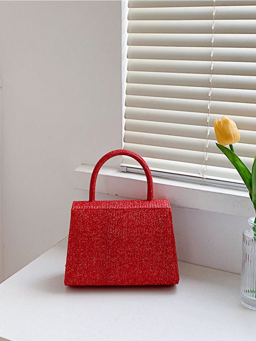 Mini Square Bag Glitter Design Top Handle Glamorous