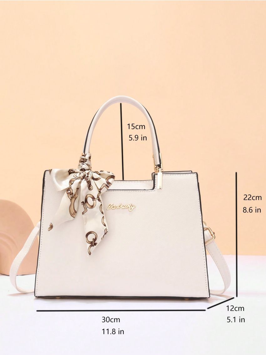 Twilly Scarf Decor Top Handle Bag Letter Graphic Small