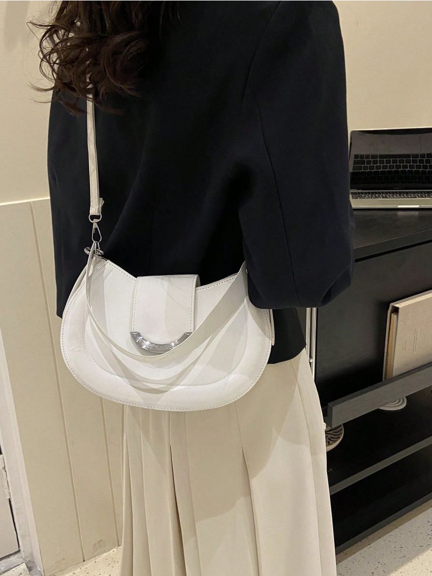 Minimalist Hobo Bag White Pu