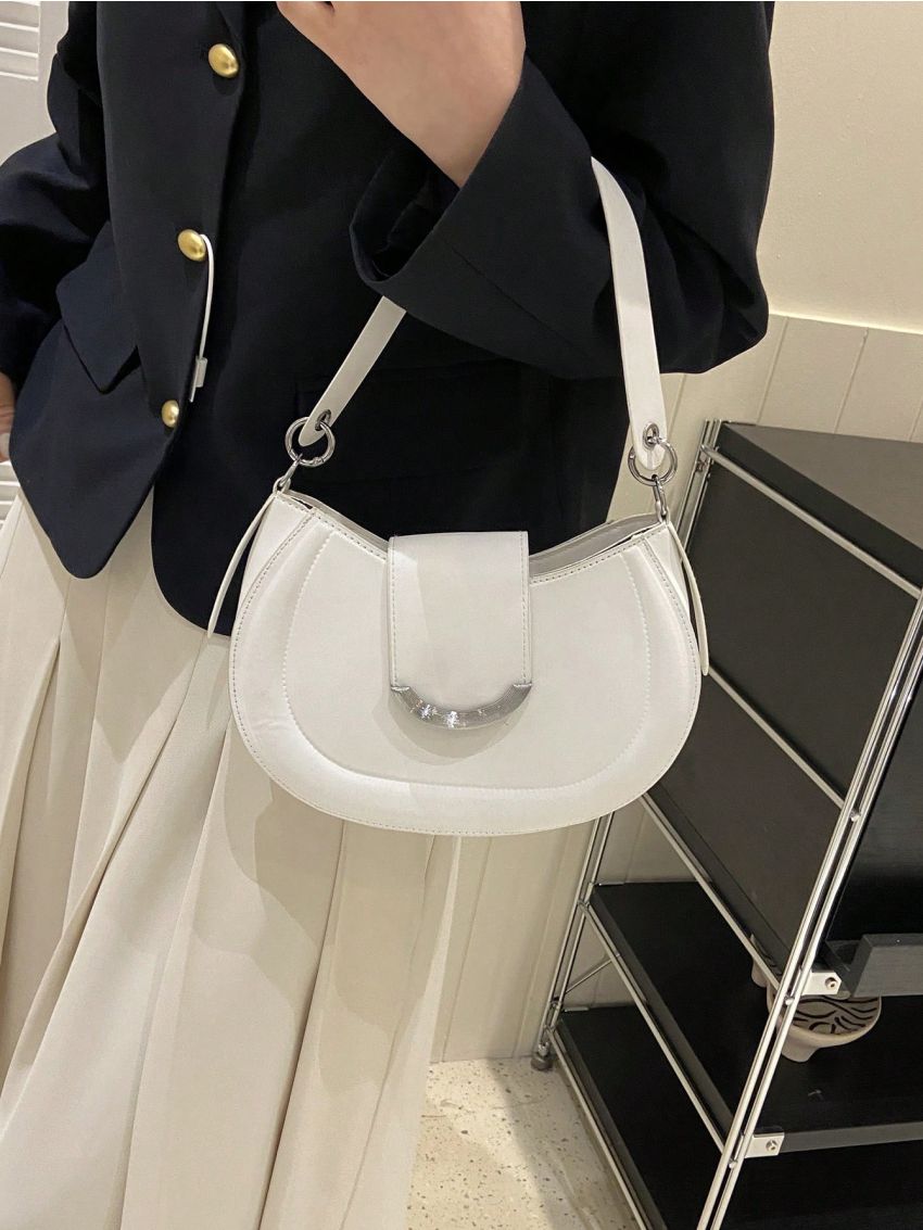 Minimalist Hobo Bag White Pu