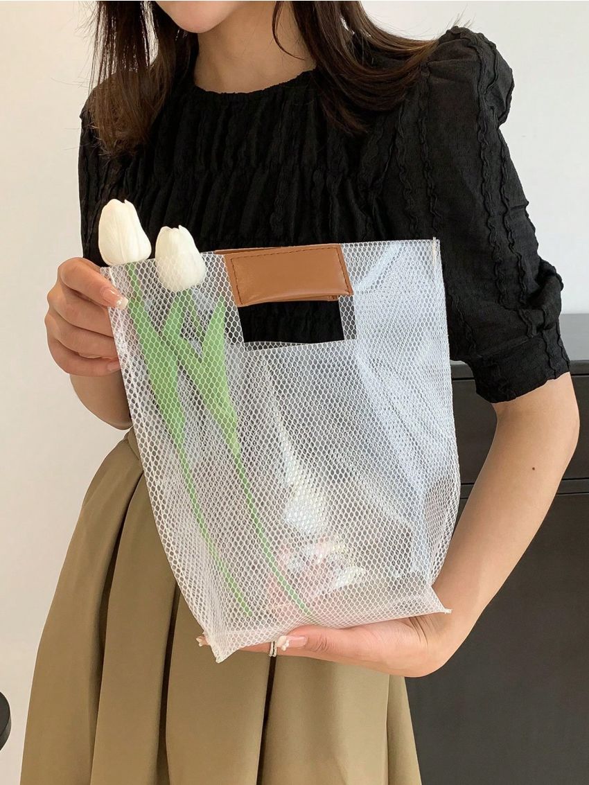 Simple Casual Mesh PVC Waterproof Large Capacity Portable Toiletry Bag