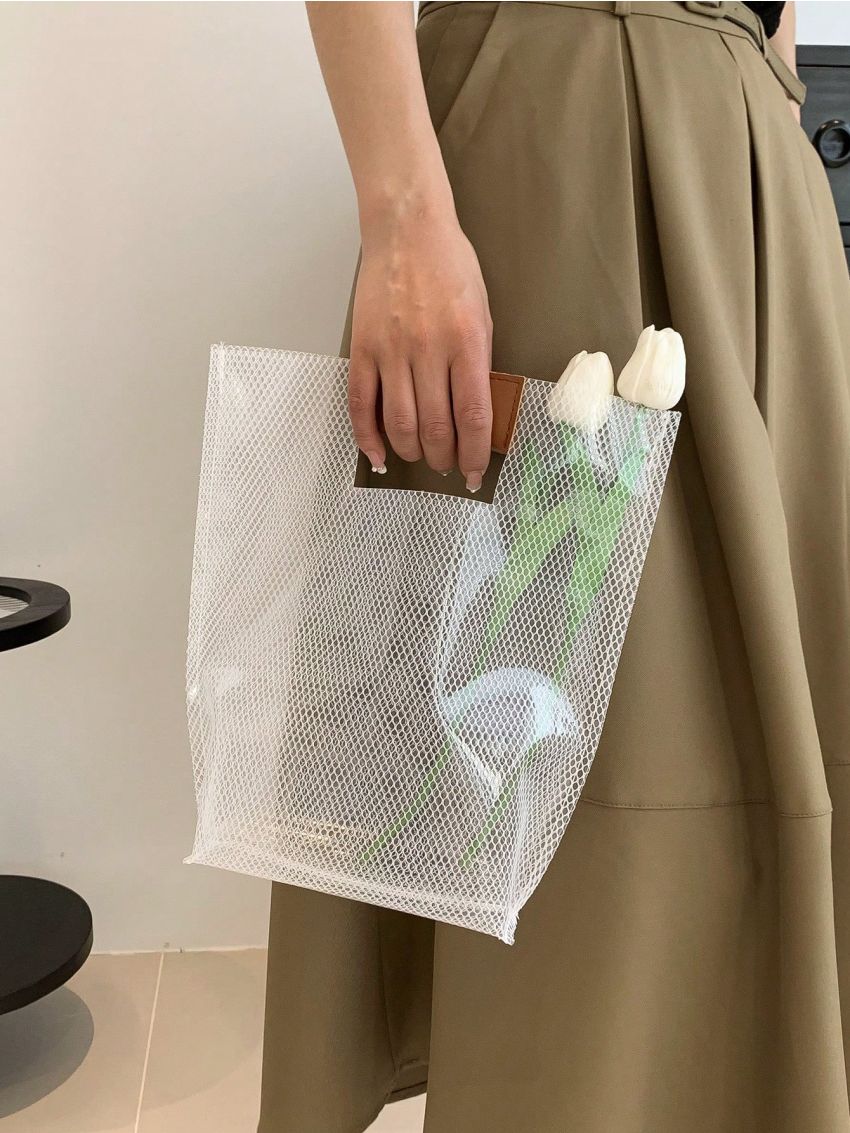 Simple Casual Mesh PVC Waterproof Large Capacity Portable Toiletry Bag