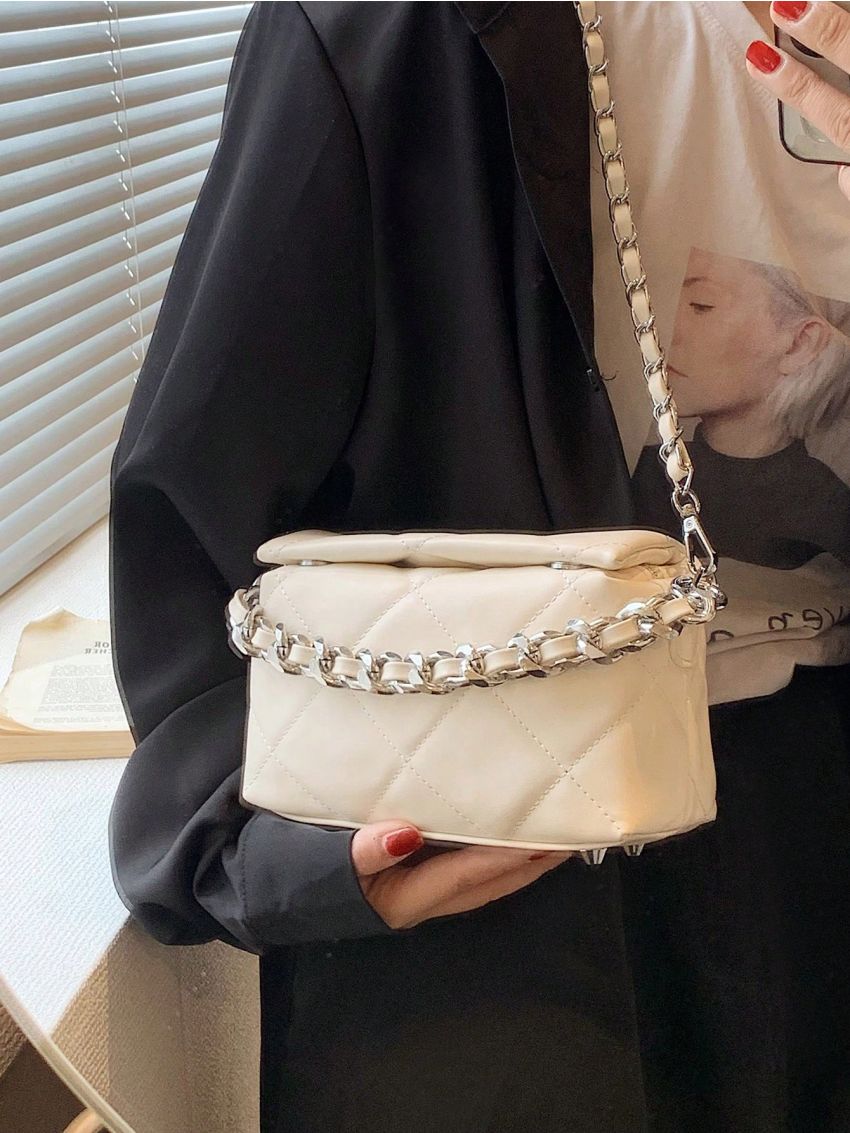 Mini Square Bag Quilted Chain Strap PU Fashionable