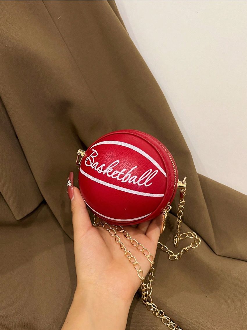 Mini Circle Bag PU Basketball Design Fashionable