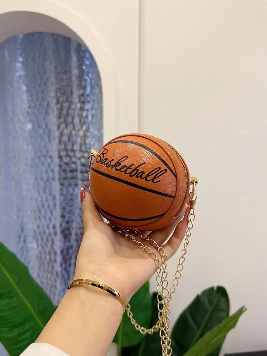 Mini Circle Bag PU Basketball Design Fashionable