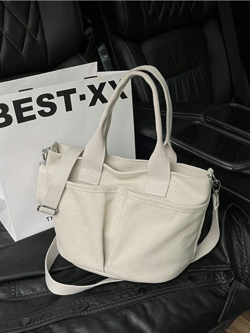 Minimalist Double Handle Square Bag Casual White