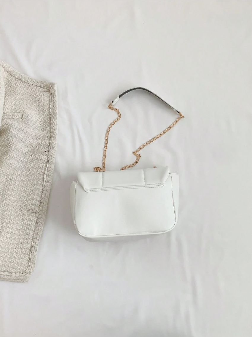 Quilted Square Bag Chain Strap PU Grommet Eyelet Detail Elegant