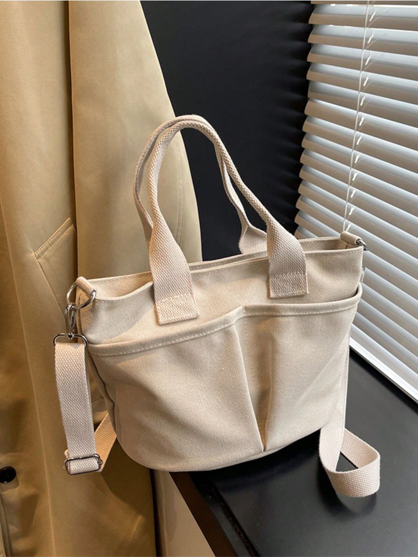 Minimalist Double Handle Square Bag Casual White