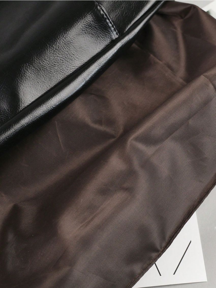 Crocodile Embossed Hobo Bag PU Black Elegant