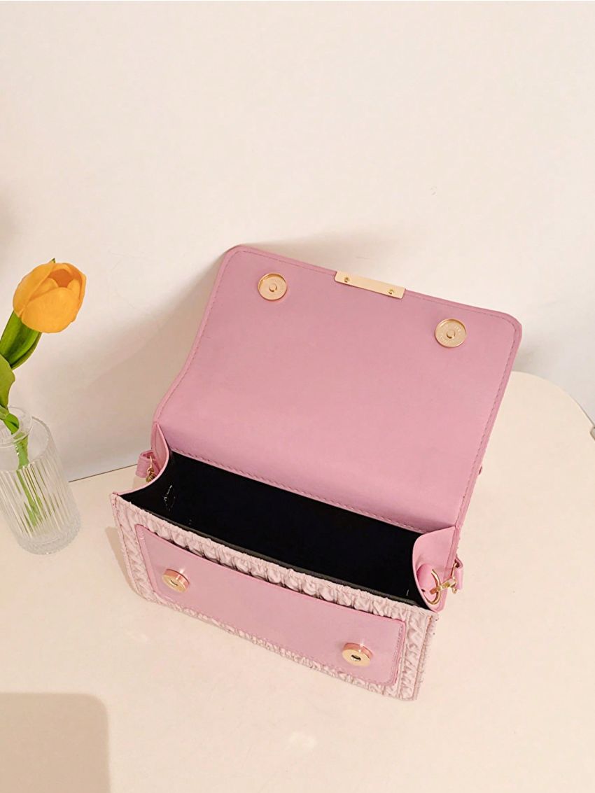 Chain Strap Square Bag Flap Polyester Fashionable
