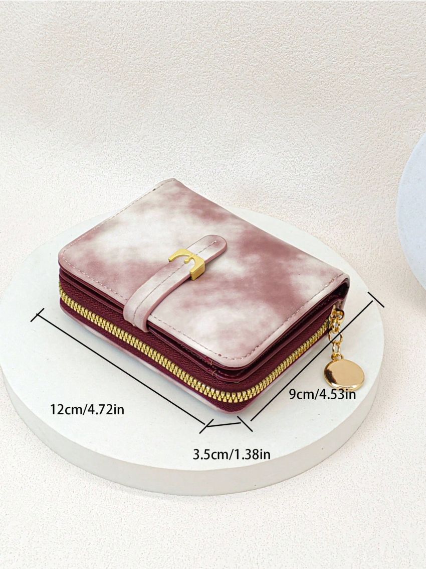Tie Dye Small Wallet PU Zipper Around Fashionable