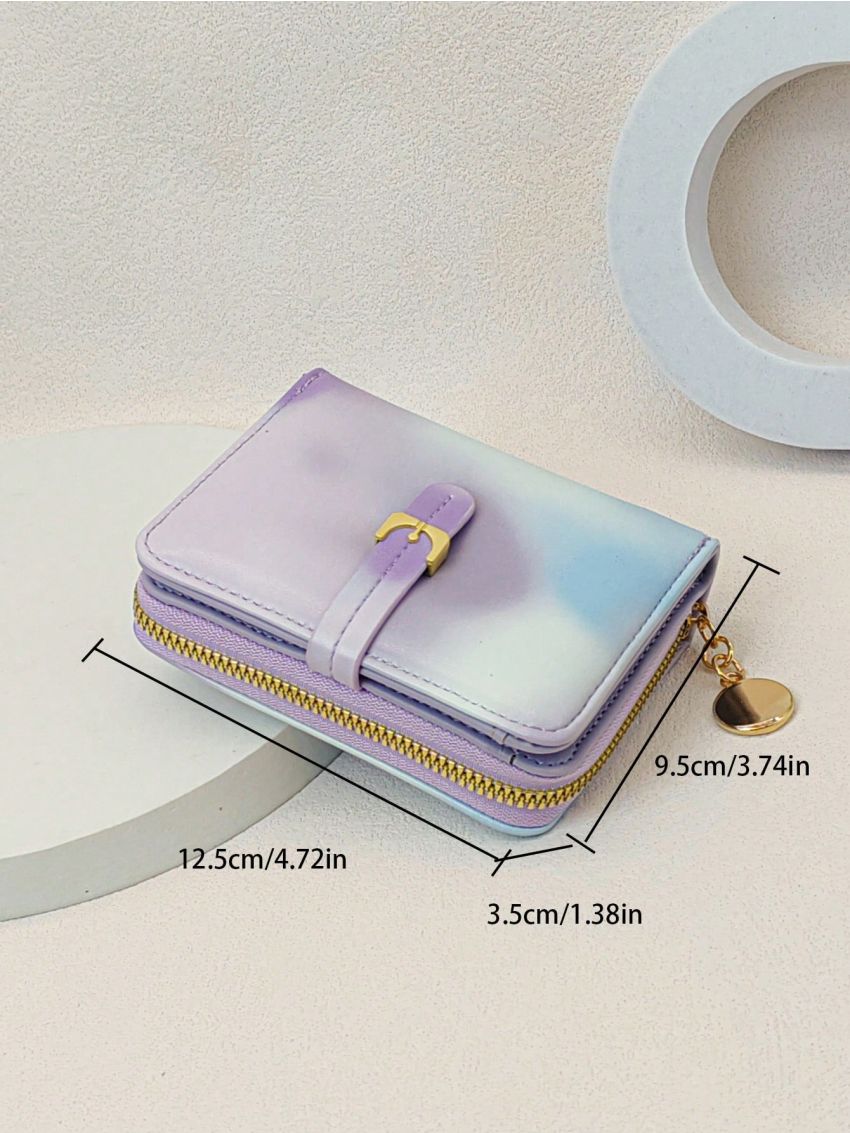Tie Dye Small Wallet PU Zipper Around Fashionable