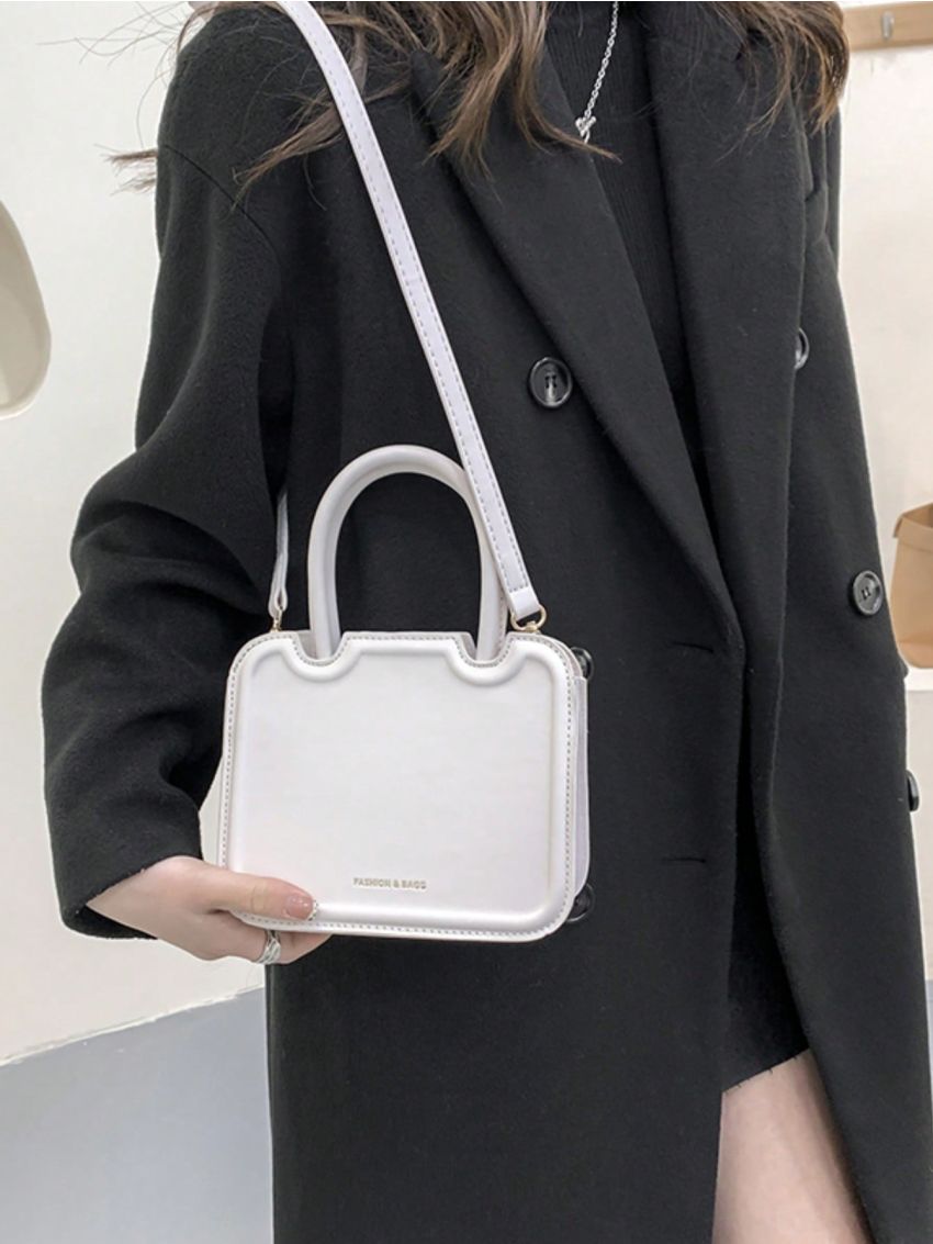 Mini Letter Graphic Square Bag Fashion White