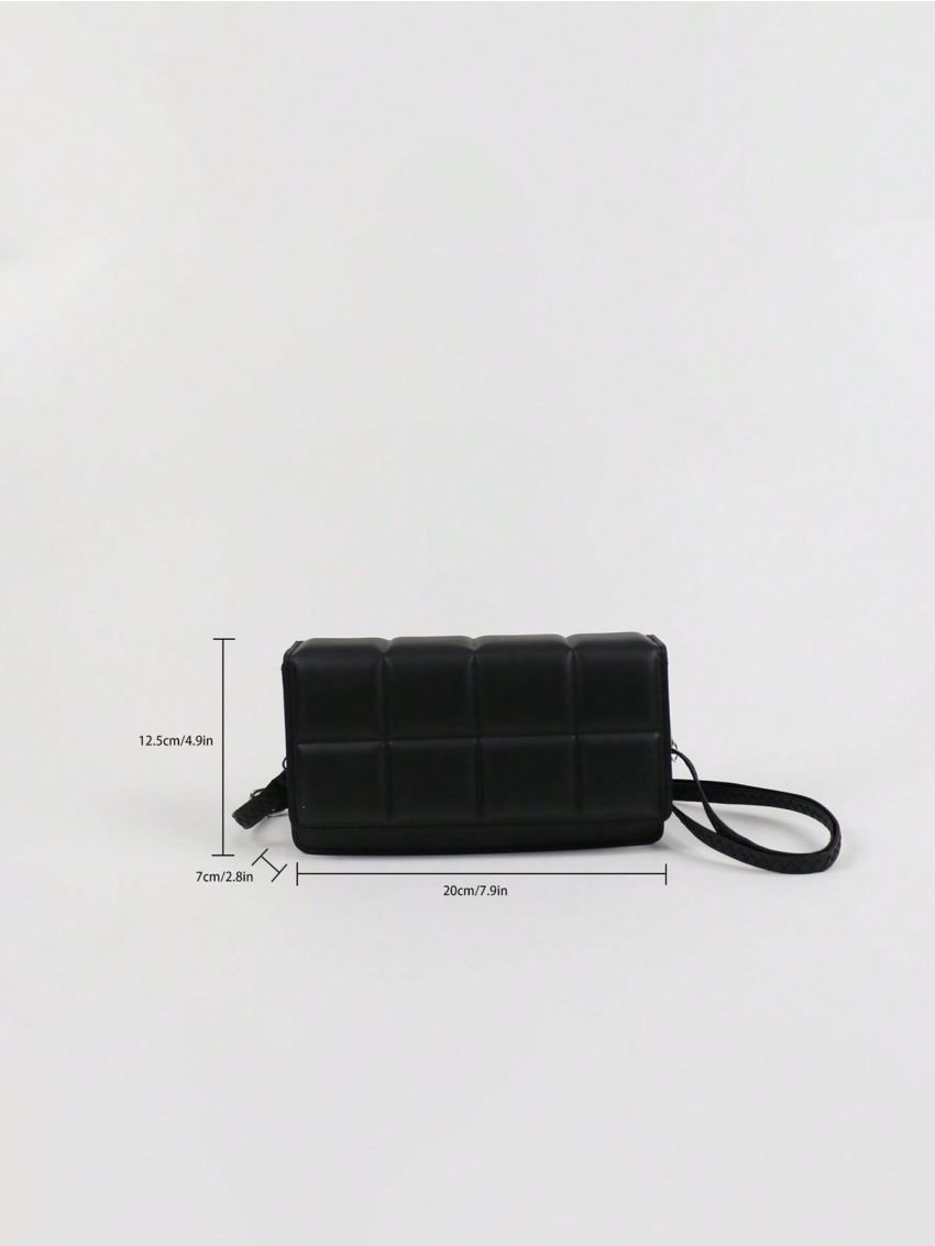 Mini Quilted Detail Flap Square Bag Fashion Black