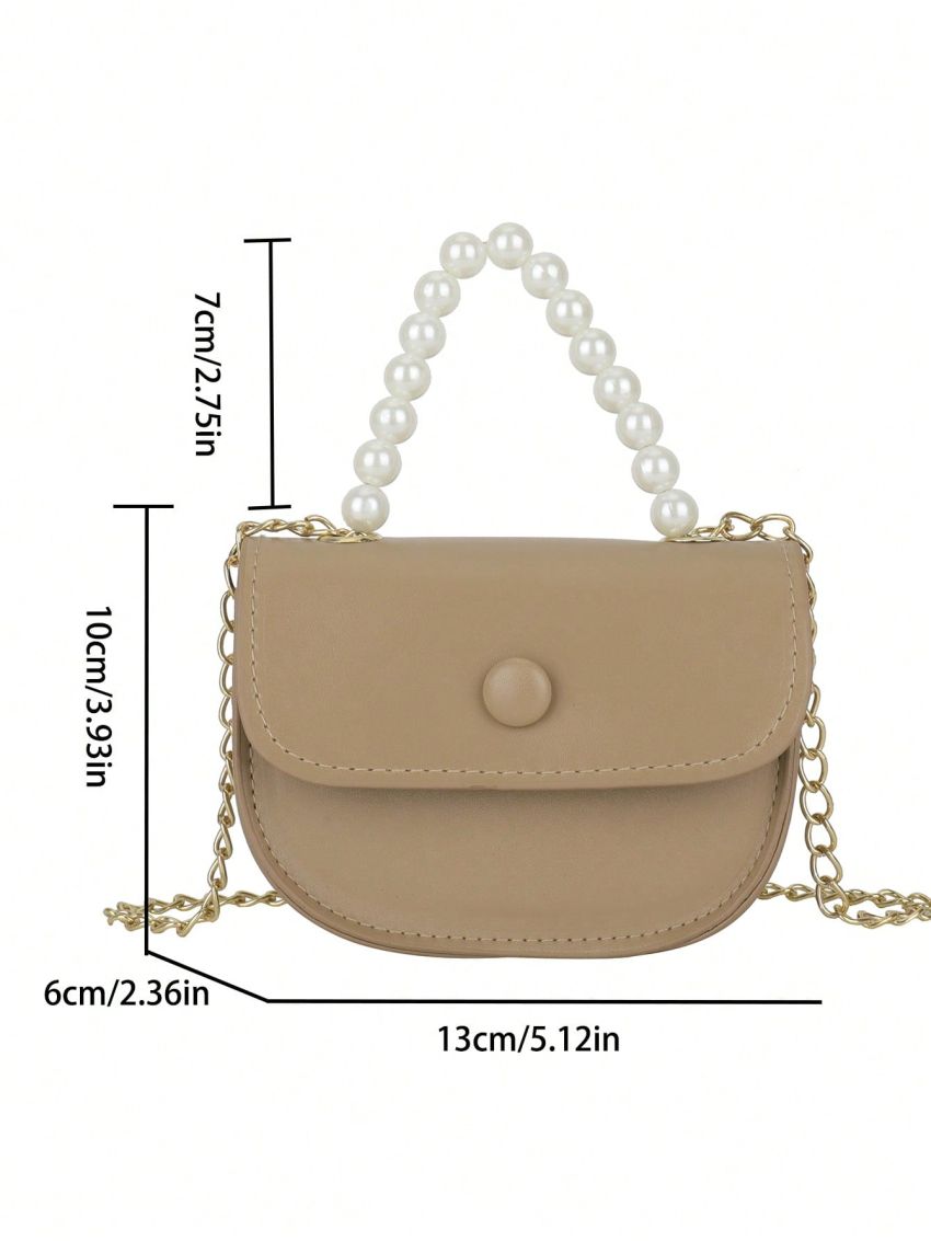 Mini Faux Pearl Decor Flap Saddle Bag Fashion Black