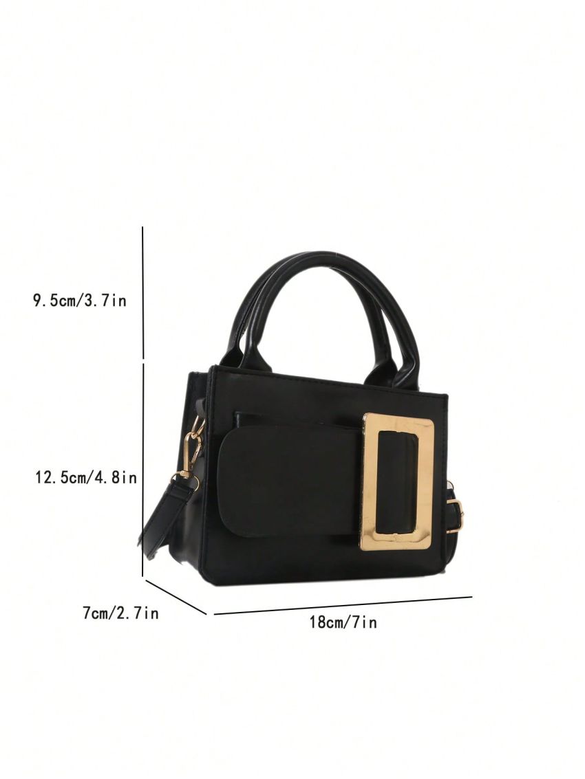 Mini Metal Decor Square Bag Fashion Black