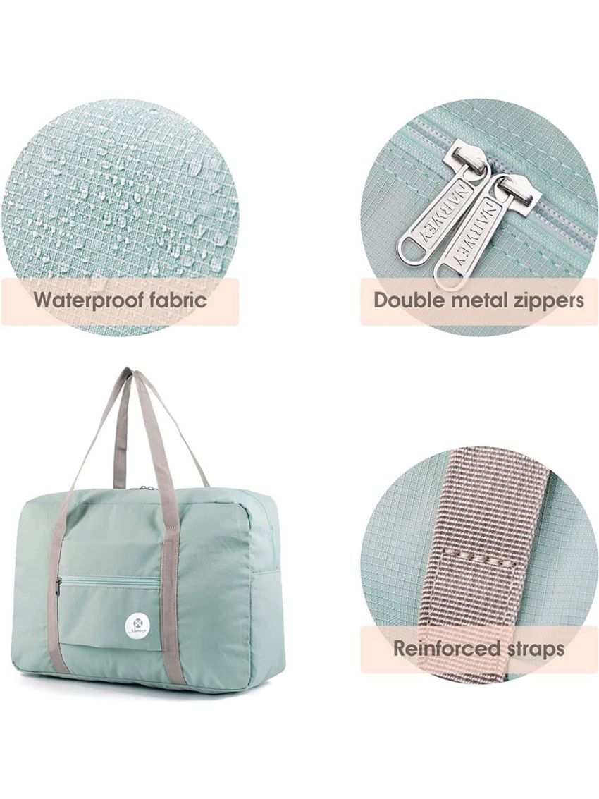 For Spirit Airlines Foldable Travel Duffel Bag Tote Carry on Luggage Sport Duffle Weekender Overnight for Women and Girls (Mint Green)