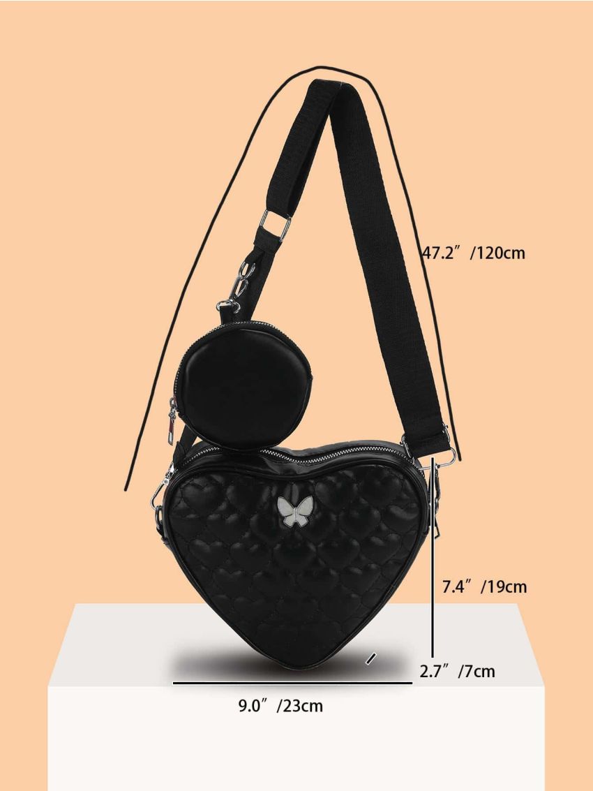 Bow Decor Chain Crossbody Bag, Women's PU Zipper Purse