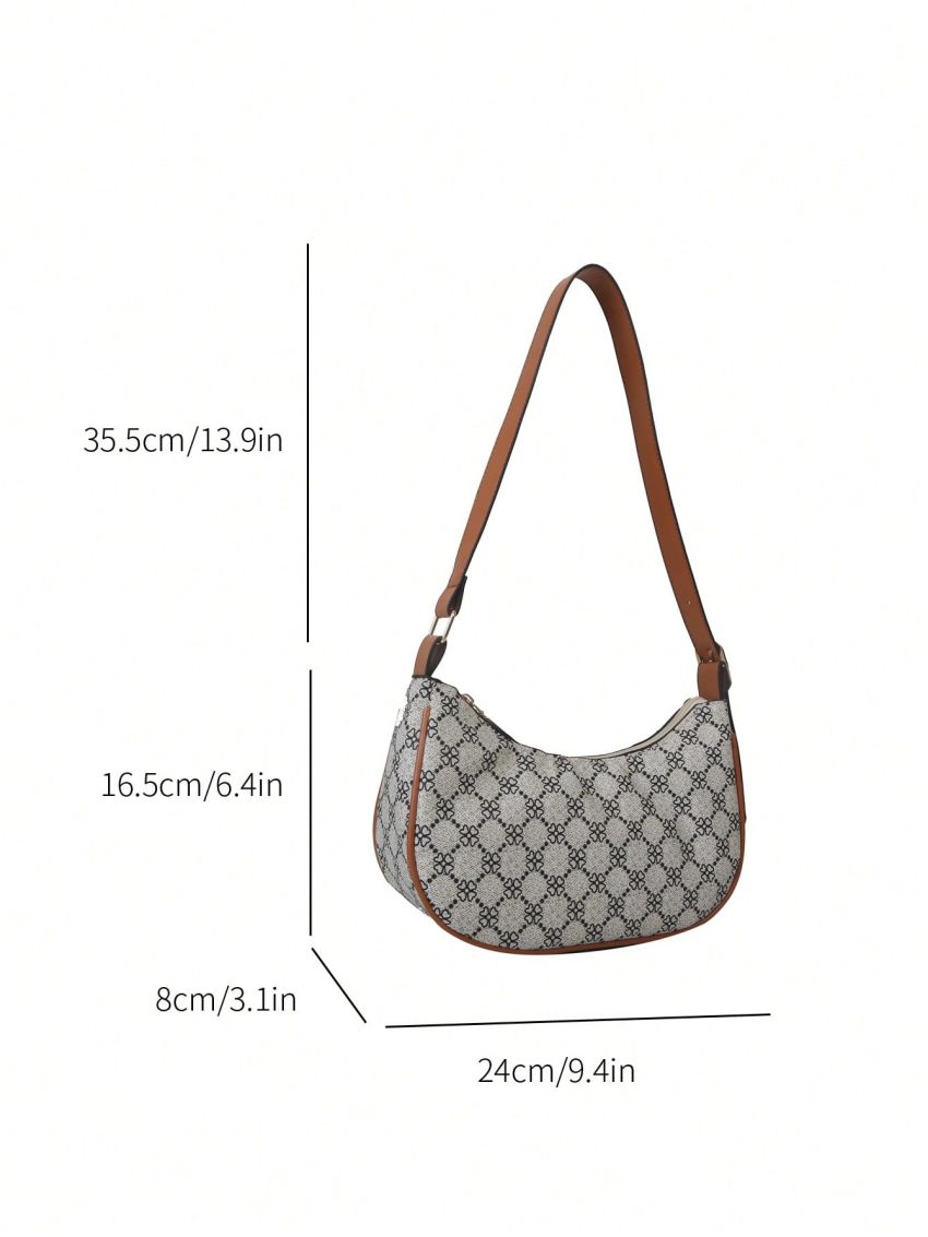 Small Geometric Pattern Hobo Bag Contrast Binding