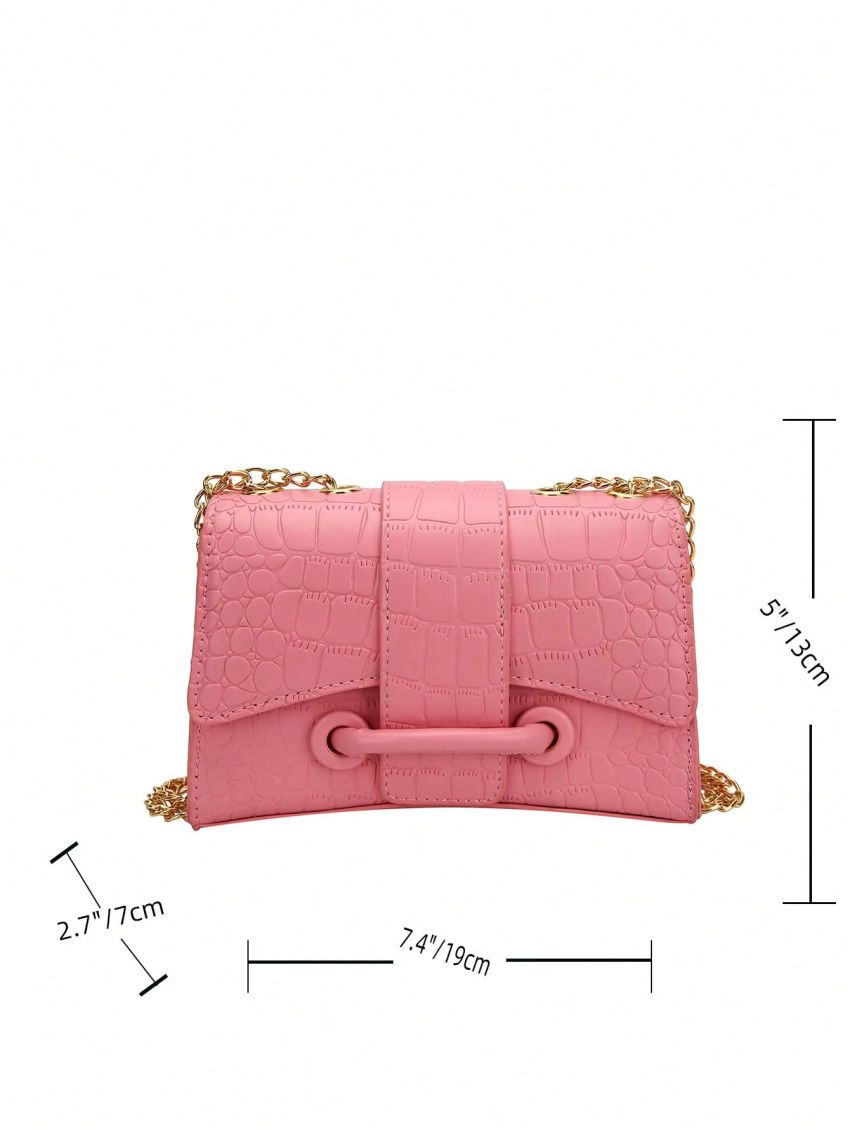 Lady Handbag Crocodile Embossed Square Bag Metal Chain Shoulder Bag Mini Change Purse