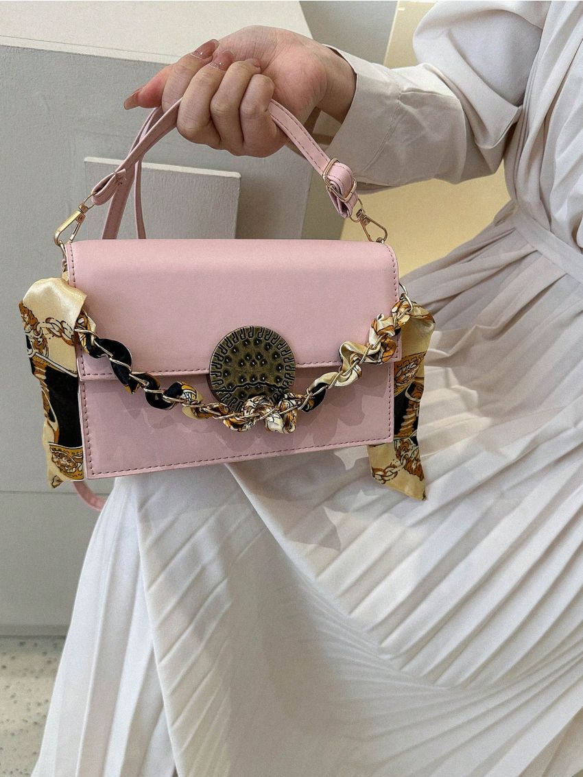 Mini Flap Square Bag Twilly Scarf Decor