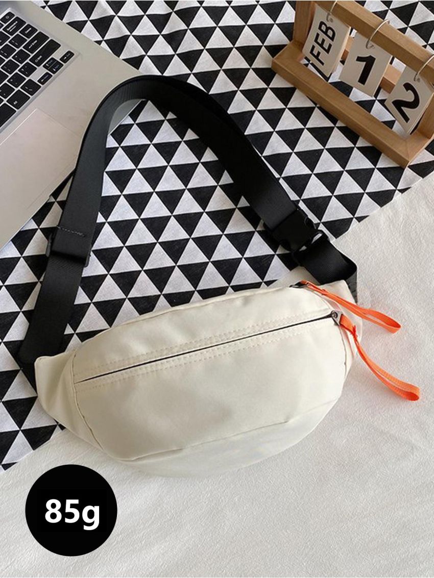 1pc White Polyamide Waterproof Running Sling Bag