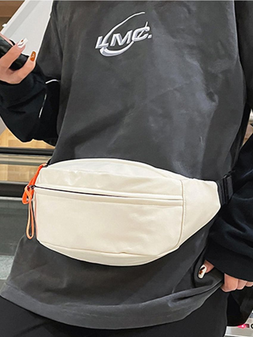 1pc White Polyamide Waterproof Running Sling Bag