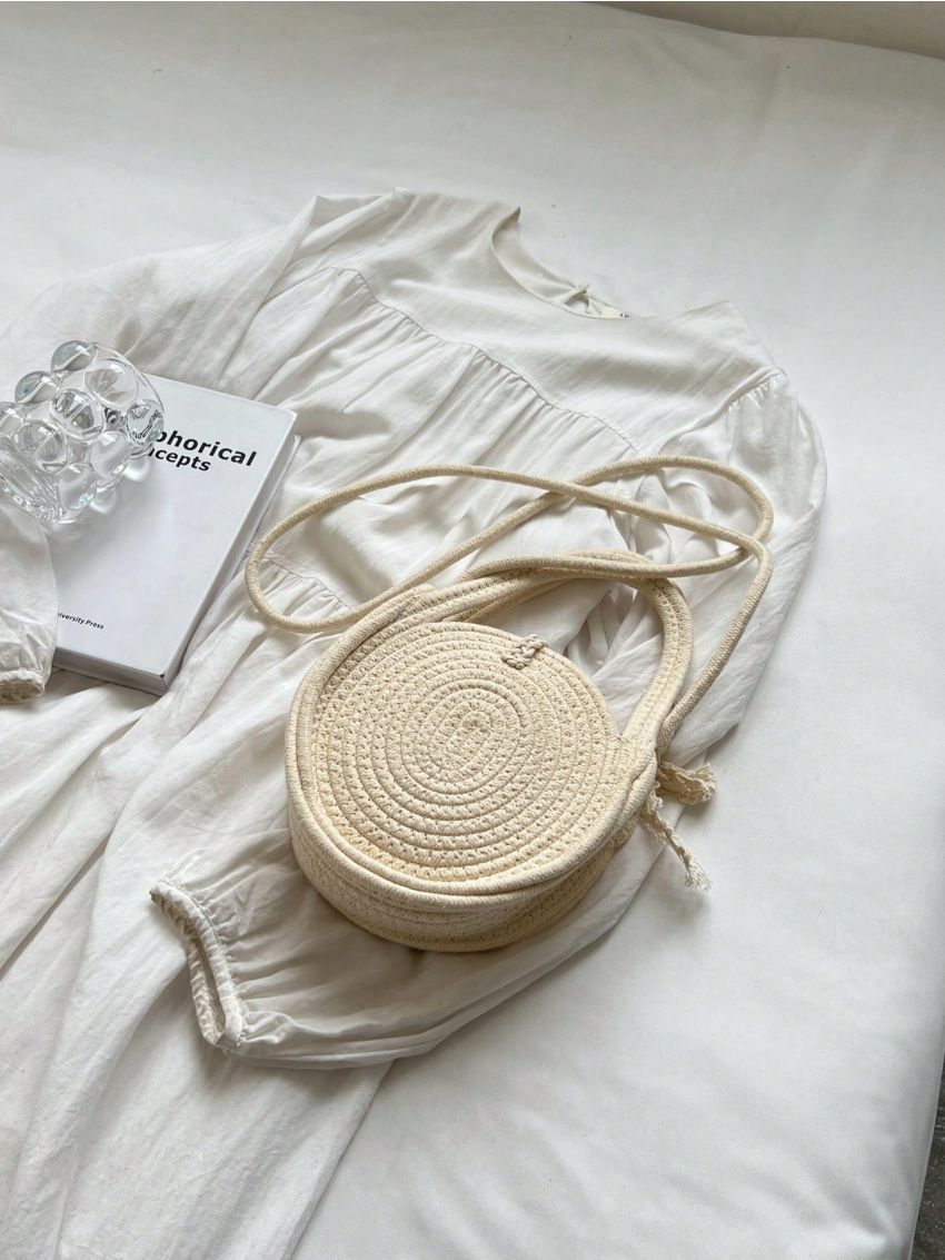 Mini Flower Decor Straw Bag Vacation Style