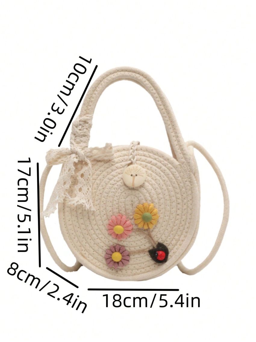 Mini Flower Decor Straw Bag Vacation Style