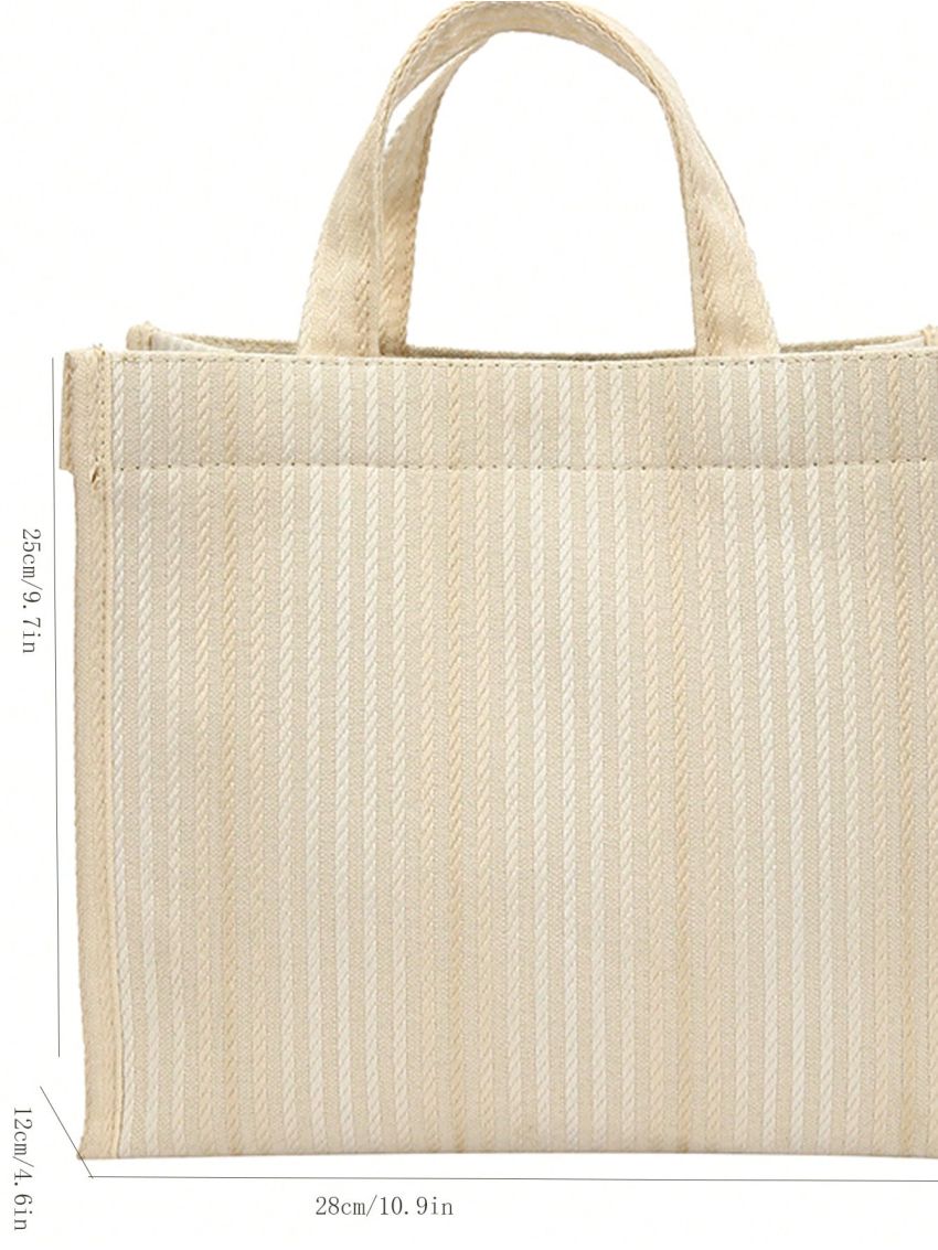 Medium Square Bag Stripe Detail Double Handle