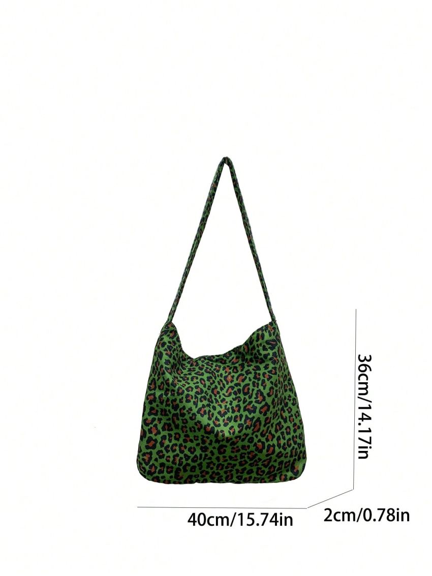 Leopard Pattern Hobo Bag Green Fashionable Large Capacity