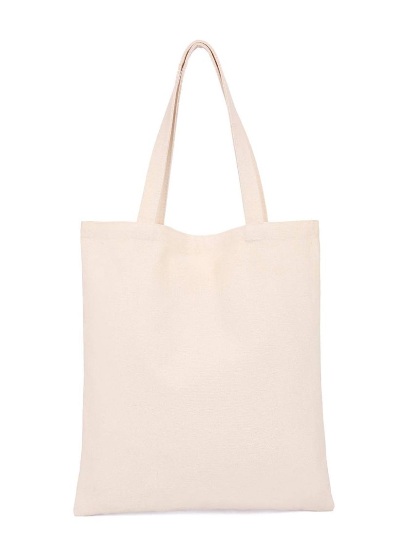 Heart & Letter Graphic Shopper Bag Beige Double Handle Casual