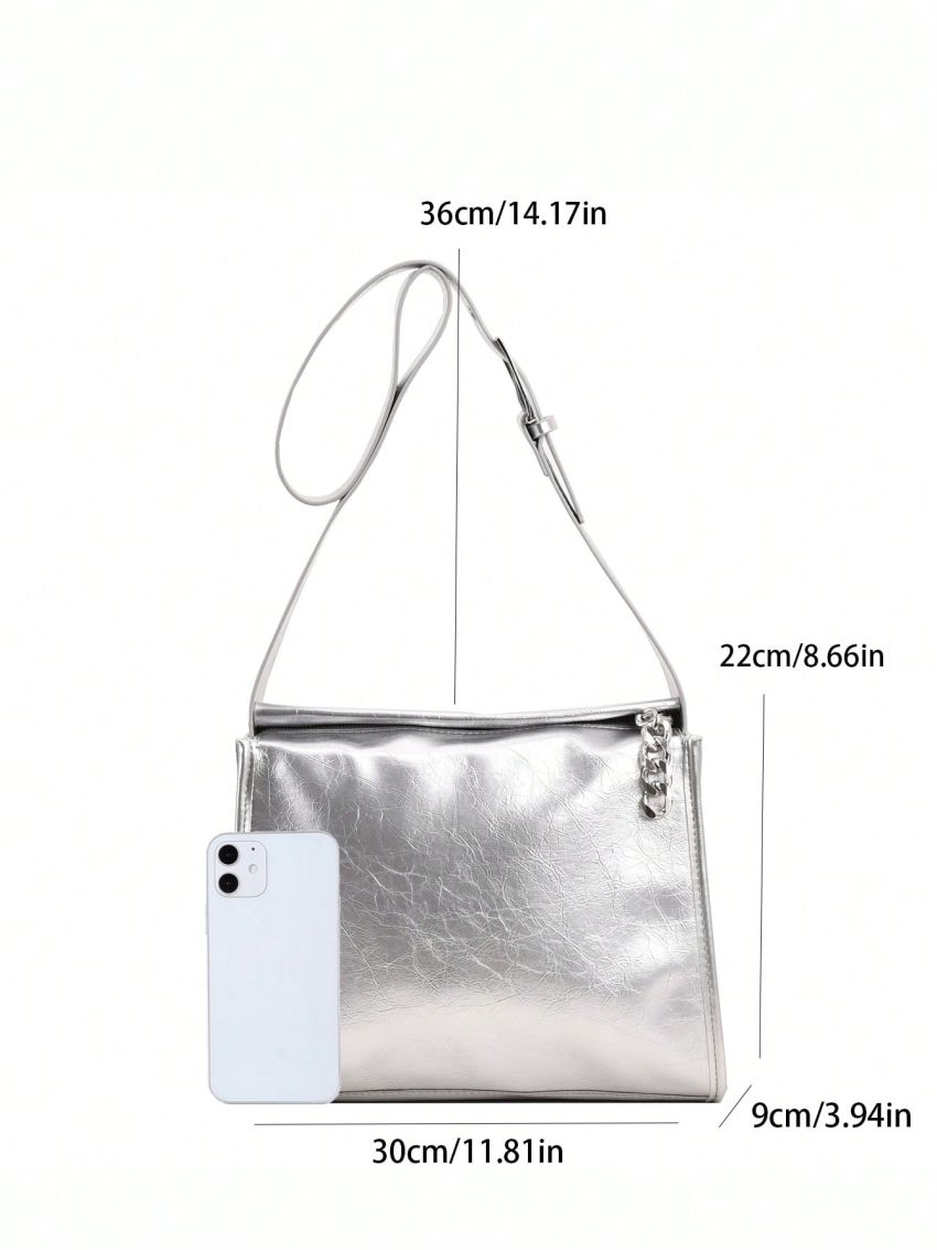 Metallic Hobo Bag Silver Funky Adjustable Strap