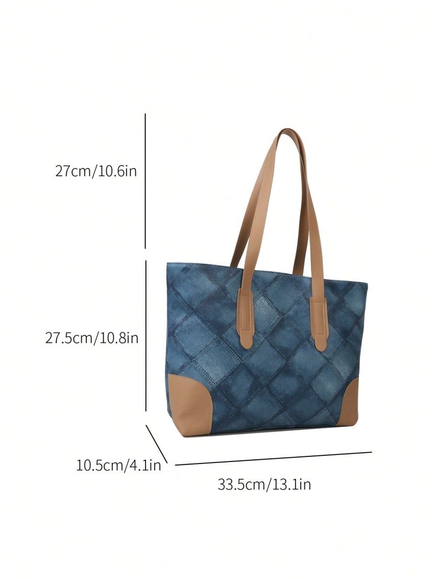 Geometric Pattern Shoulder Tote Bag Double Handle