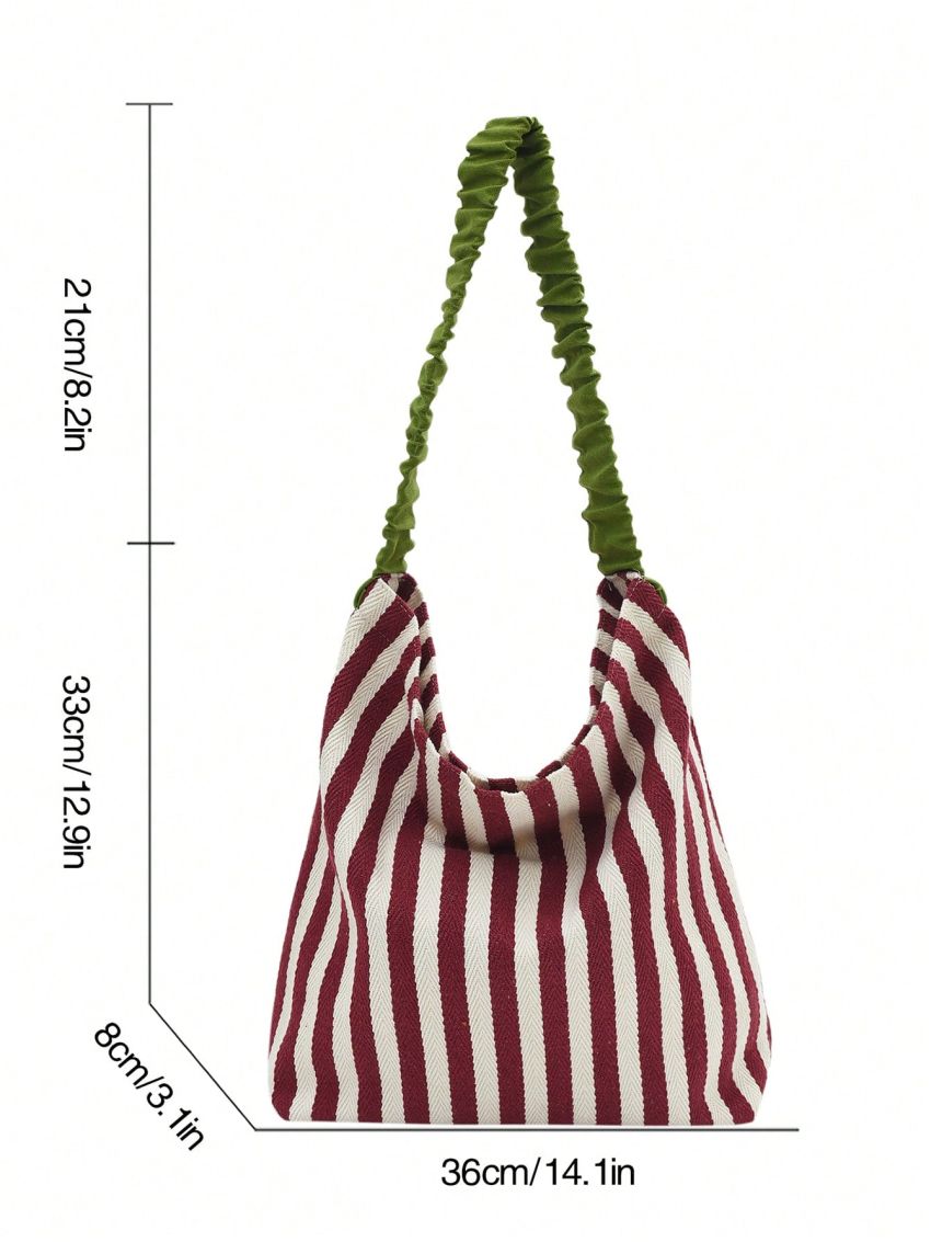 Striped Pattern Hobo Bag Colorblock Fashionable For Daily