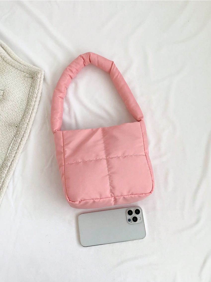 Mini Square Bag Quilted Detail Magnet Nylon Fashionable