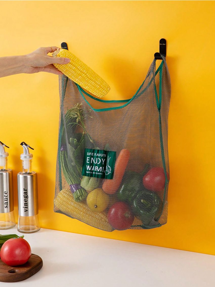 Medium Letter Patch Decor Mesh Shopper Bag Contrast Binding