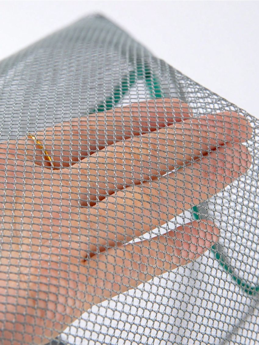 Medium Letter Patch Decor Mesh Shopper Bag Contrast Binding