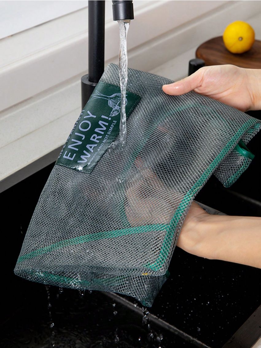 Medium Letter Patch Decor Mesh Shopper Bag Contrast Binding